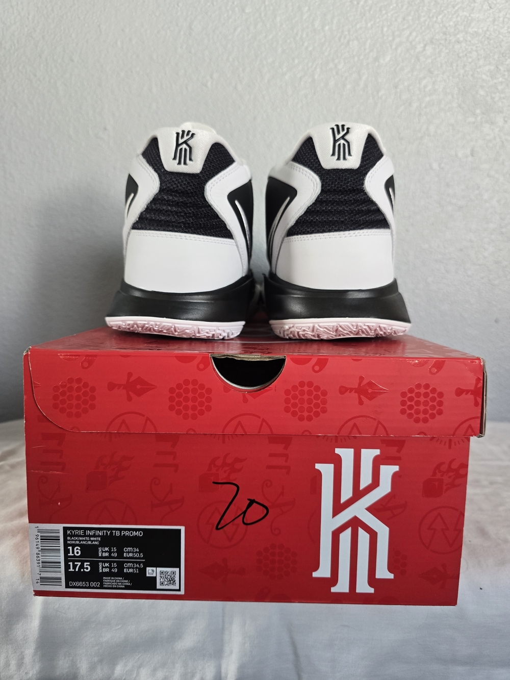 Nike Kyrie Infinity TB Promo Black & White High-Top Basketball Shoes - Picture 5 of 6